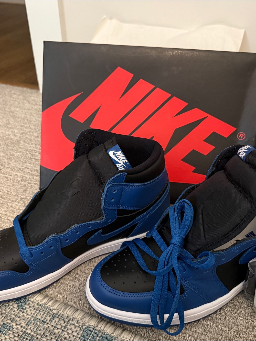 Nike Air Jordan 1 Mid in Black and Royal Blue